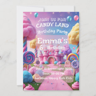 Pastell-Einladung Geburtstag Candy Land Party Einladung