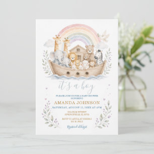 Pastell-Einladung zur Babyparty mit Noahs Arche Einladung