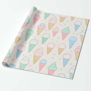 Pastell-Eiscreme-Kegel-Süß-Geschenkverpackungspapi Geschenkpapier