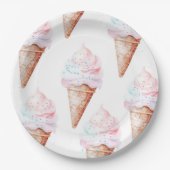 Pastell-Eiscreme-Waffelparty-Teller | Süßer Geburt Pappteller (Vorderseite)