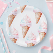Pastell-Eiscreme-Waffelparty-Teller | Süßer Geburt Pappteller