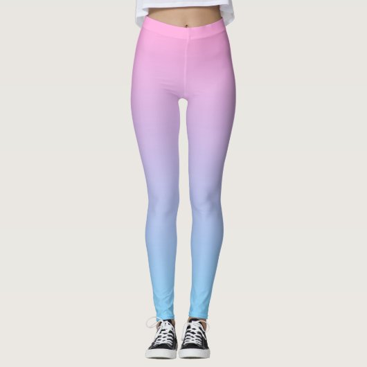 Pastell erblassen Sie - rosa und blaue Steigung Leggings (Vorderseite)