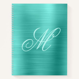 Pastell-Fancy-Monogramm Türkisfolie Notizblock