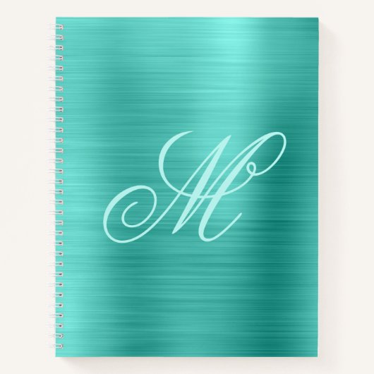 Pastell-Fancy-Monogramm Türkisfolie Notizblock (Vorderseite)