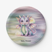 Pastell-Fantasy-Drache-Baby-Party Pappteller (Vorderseite)