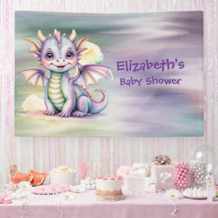 Pastell-Fantasy-Drache-Baby-Shower-Willkommen Banner