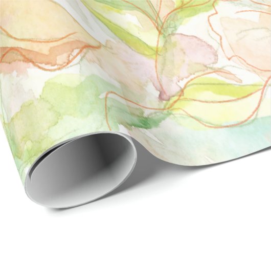 Pastell Fantasy Watercolor Blumenmuster Geschenkpapier (Rolleneckpunkt)