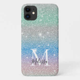 Pastell-Farben-Verlauf Glitter Funkel Monogramm Na Case-Mate iPhone Hülle