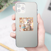 Pastell-Farbene Einhorn mit Regenbogen-Cupcake Aufkleber (Telefon)