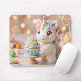 Pastell-Farbene Einhorn mit Regenbogen-Cupcake Mousepad