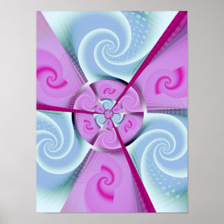 Pastell-Farbenes Spiralrad geometrisches Fraktal Poster