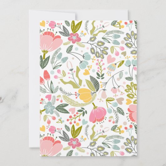 Pastell farbenfrohe Wildblumen Wiesen-Kranz Hochze Einladung (Rückseite)