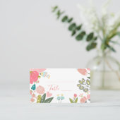 Pastell farbenfrohe Wildblumen Wiesen-Kranz Hochze Platzkarte (Stehend Vorderseite)