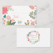 Pastell farbenfrohe Wildblumen Wiesen-Kranz Hochze Platzkarte (Vorne/Hinten)