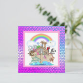 Pastell farbig NOAHS ARK PARTY EINLADUNG (Stehend Vorderseite)