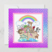 Pastell farbig NOAHS ARK PARTY EINLADUNG (Vorderseite)