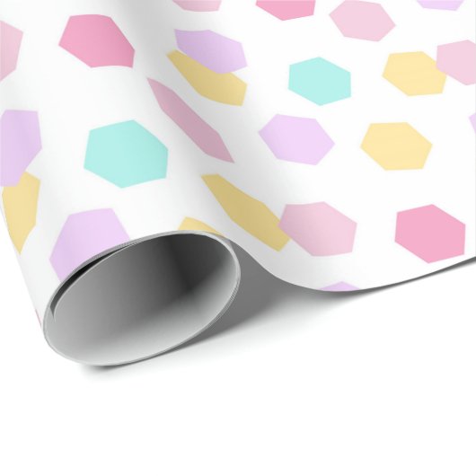 Pastell-farbiges Hexagon-Regenbogenwrapping-Papier Geschenkpapier (Rolleneckpunkt)