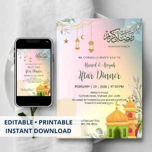 Pastell Farbverlauf Moschee Iftar-Dinner-Einladung Einladung