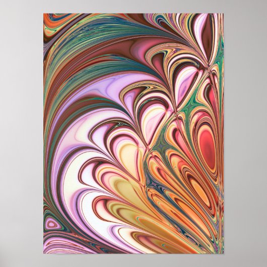 Pastell-Feder-Fraktal Poster (Vorne)