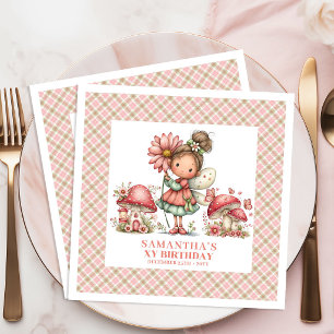 Pastell Feen Cottagecore Rosa Blumen Geburtstag Serviette