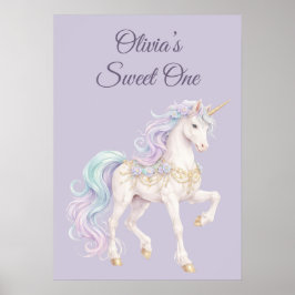 Pastell-Feinmärchen-Einhorn-Sweet-One-Geburtstagsp Poster