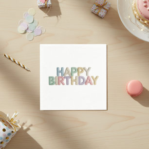 Pastell-Filz-Buchstaben Alles Gute zum Geburtstag Serviette