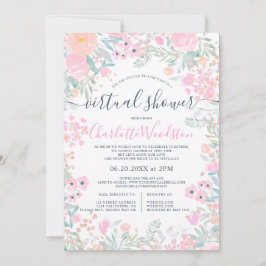 Pastell floral Aquarell Drehbuch virtuelle Dusche Einladung