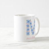 Pastell Floral Letter M Monogramm Kaffeetasse (VorderseiteRechts)