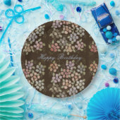 Pastell floral mit braun pappteller (Party)