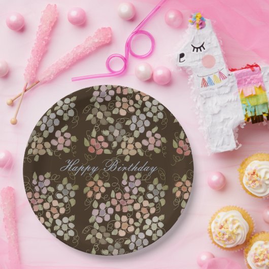 Pastell floral mit braun pappteller (Party)