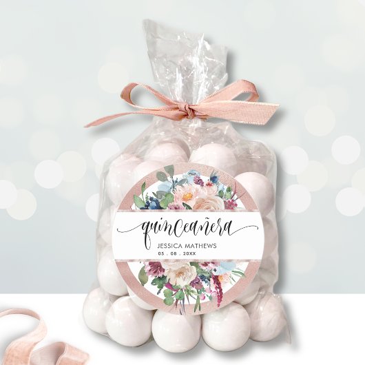 Pastell Floral mit Rose Gold Umschlag Aufkleber / 