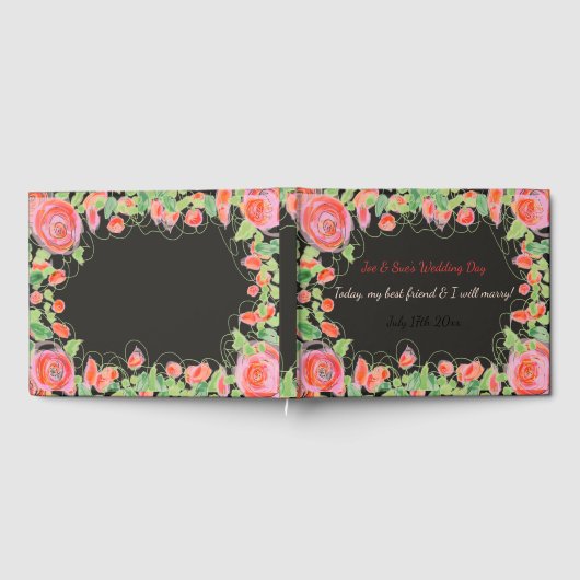 Pastell floral mit schwarz gästebuch (Voll)