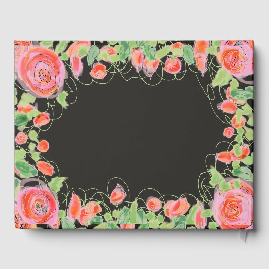 Pastell floral mit schwarz gästebuch (Rückseite)