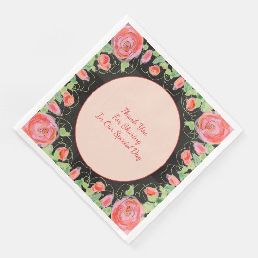 Pastell floral mit schwarz serviette (Ecke)