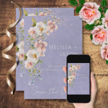 Pastell Floral Moderne Lila Save the Date Karte