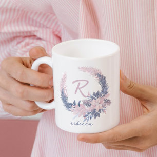 Pastell Floral Monogram Winter Tasse Individuelle
