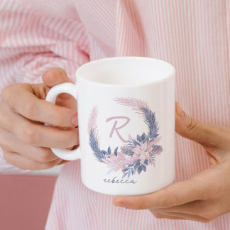 Pastell Floral Monogram Winter Tasse Individuelle