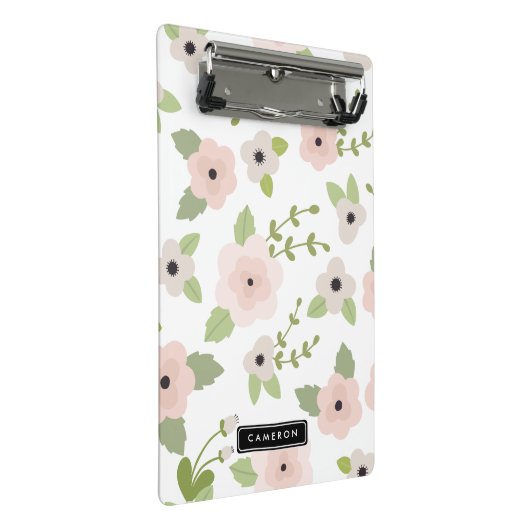 Pastell floral Muster Personalisiert Mini Clipboar Mini Klemmbrett (Schrägansicht)