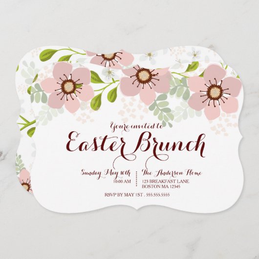 Pastell Floral Osterbrot Einladung (Vorne/Hinten)