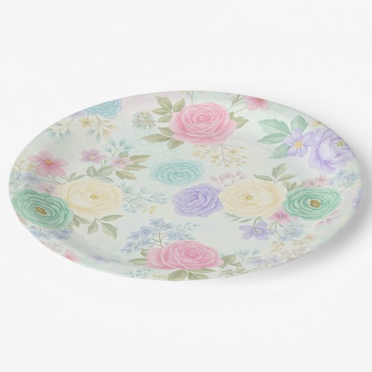 Pastell Floral Party Paper Teller (Schrägansicht)