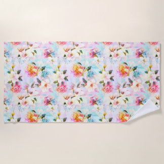 Pastell Floral Print Beach Handtuch