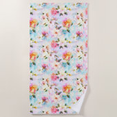 Pastell Floral Print Beach Handtuch (Vorderseite)
