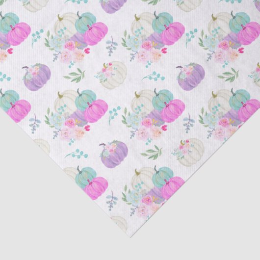 Pastell Floral Pumpkins in Rosa, Lila und Blau Seidenpapier (Detail)