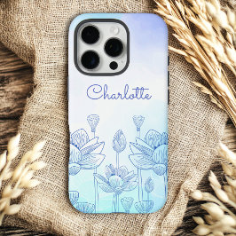 Pastell Floral Silhouette Overlay Personalisierter iPhone 16 Pro Hülle