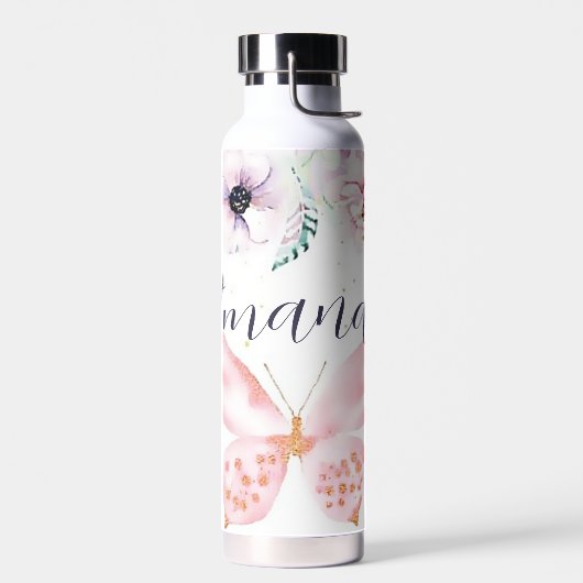 Pastell, floral und Schmetterling personalisiert Trinkflasche (Links)