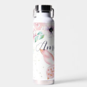 Pastell, floral und Schmetterling personalisiert Trinkflasche (Vorne)