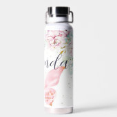 Pastell, floral und Schmetterling personalisiert Trinkflasche (Rückseite)