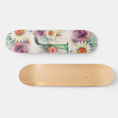 Pastell Floral Watercolor Monogram J Blume Daisy Skateboard (Horizontal)