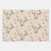 Pastell Floral Western Kuh Skull Geschenkpapier Set (Vorderseite 3)