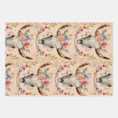 Pastell Floral Western Kuh Skull Geschenkpapier Set (Vorderseite 2)
